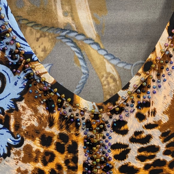 Joseph Ribkoff Leopard Baroque Rhinestone Tunic - Picture 2 of 5